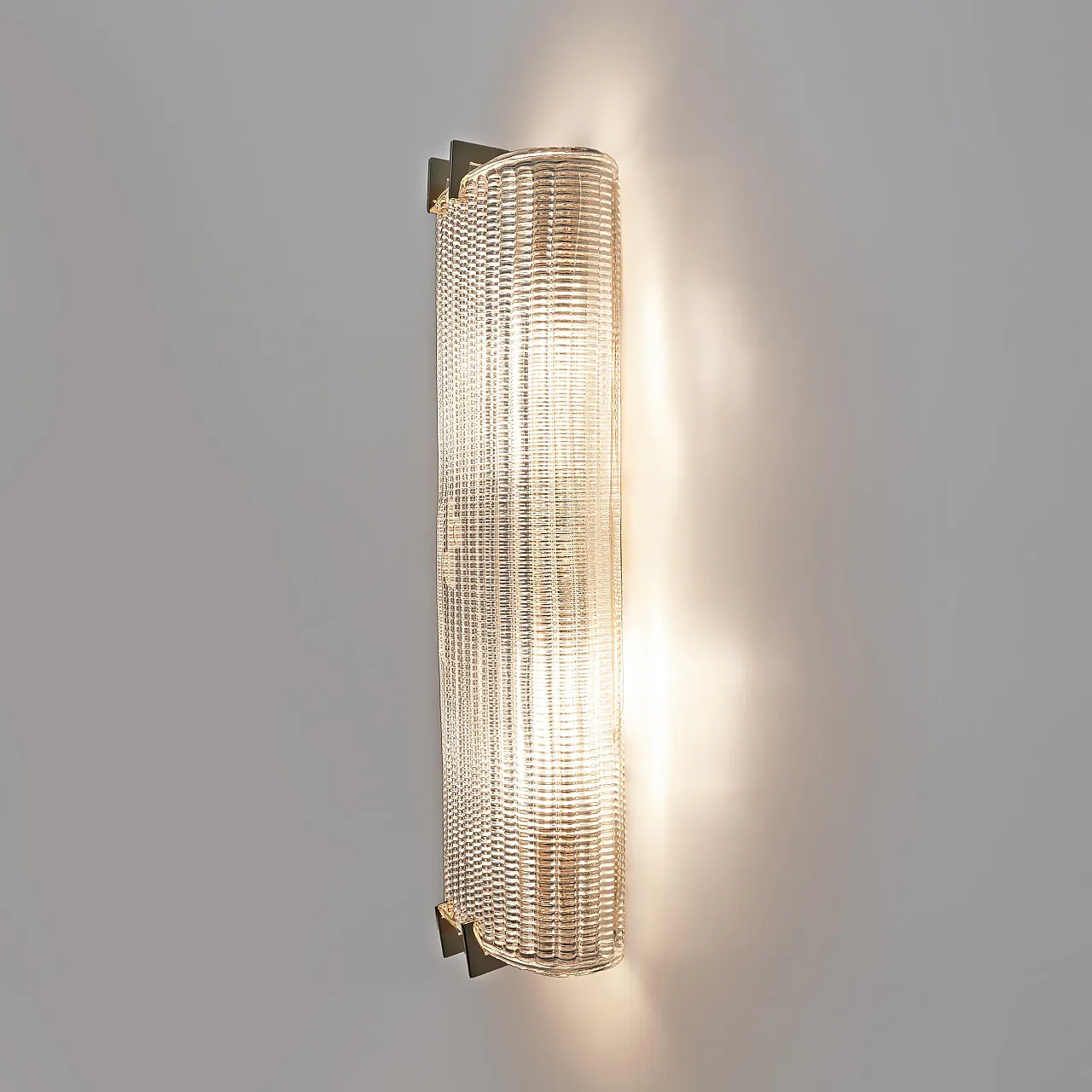 Pair of brass and Murano glass textured wall sconces, 2000s 3