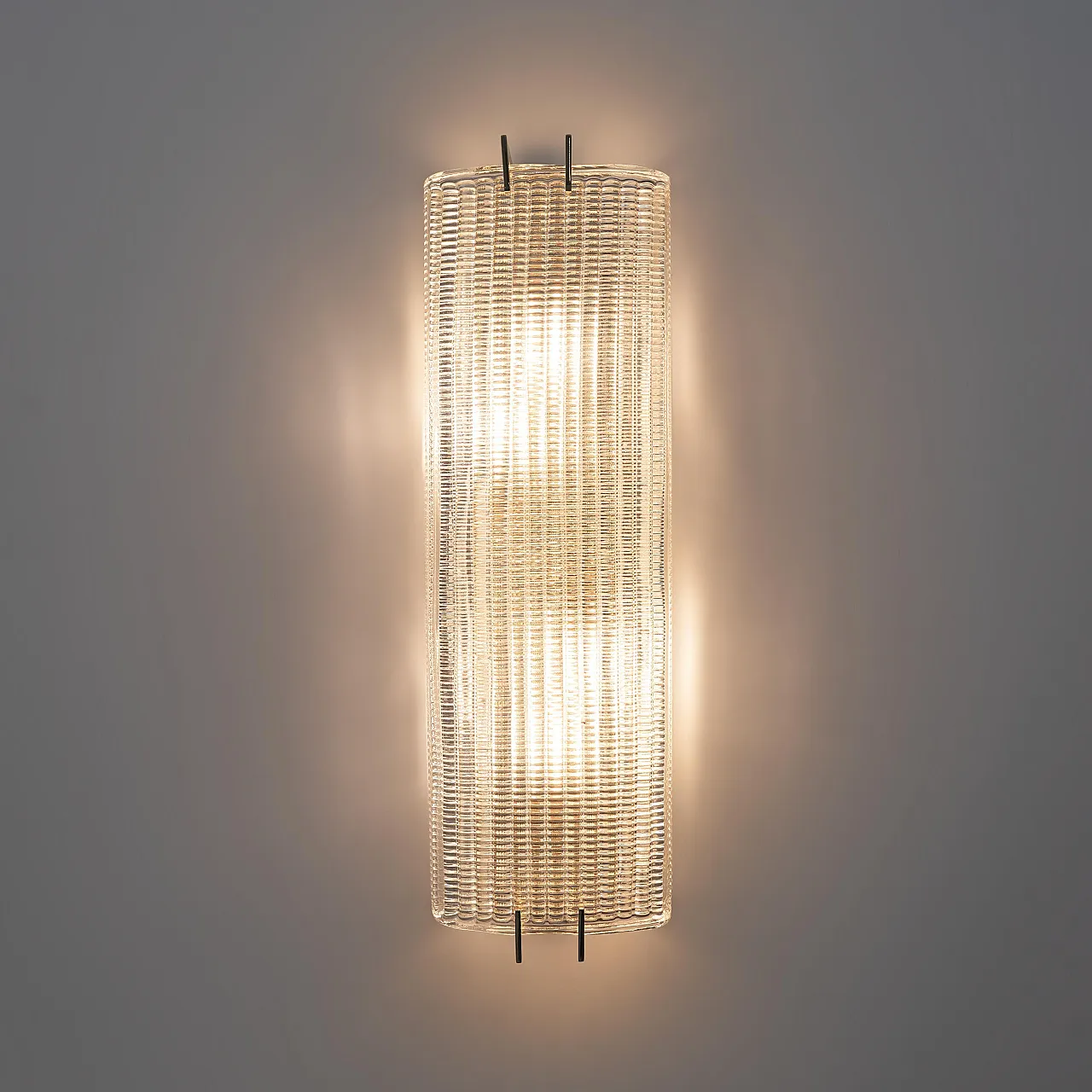 Pair of brass and Murano glass textured wall sconces, 2000s 5