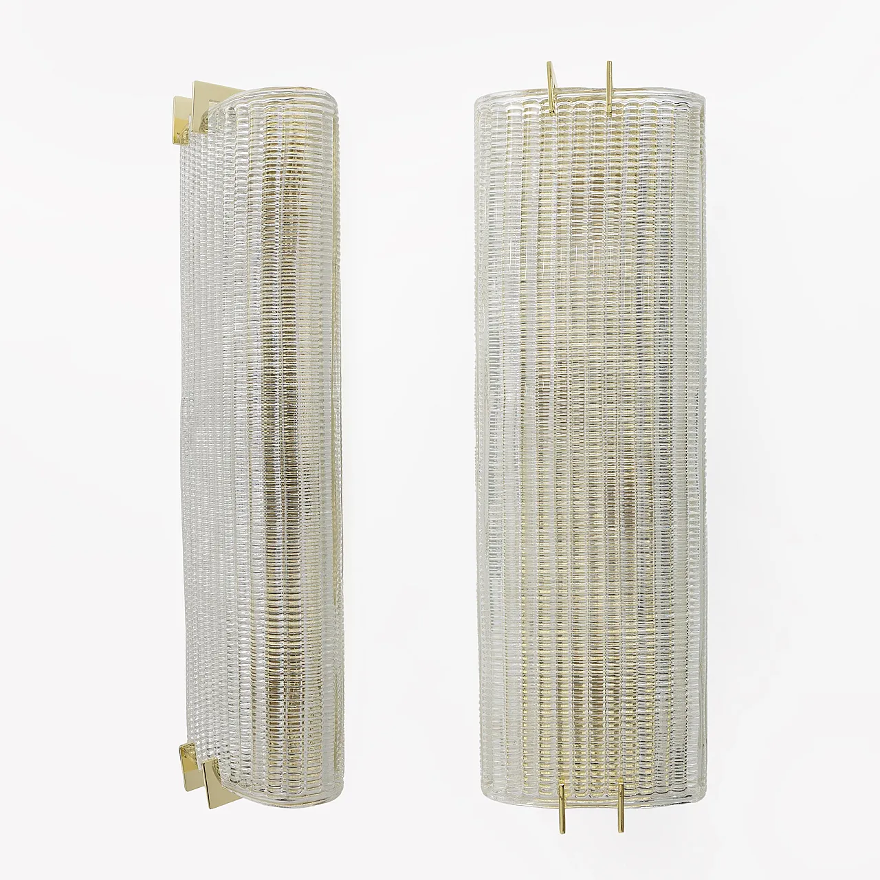 Pair of brass and Murano glass textured wall sconces, 2000s 7