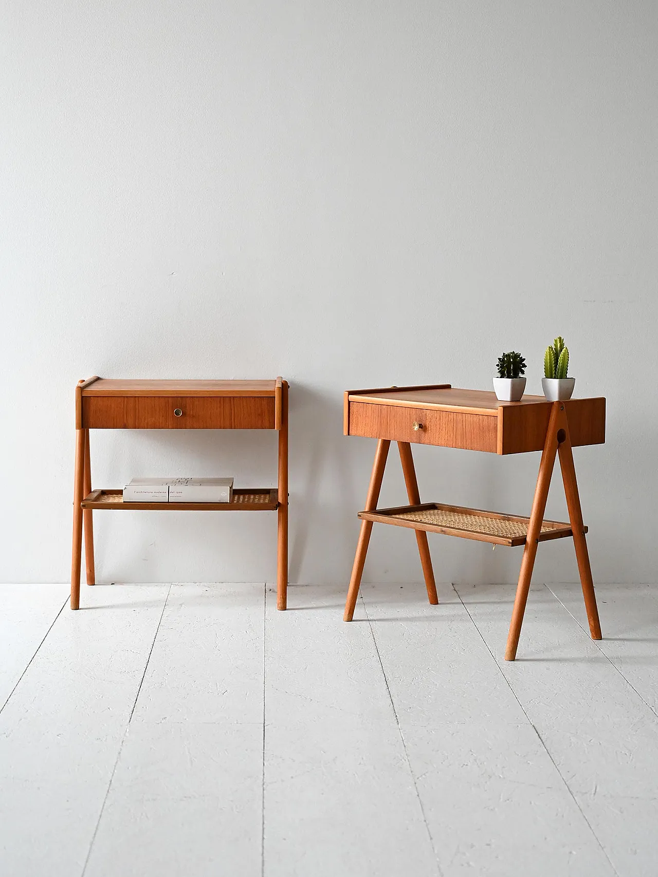 Pair of Scandinavian teak bedside tables,.60s 1
