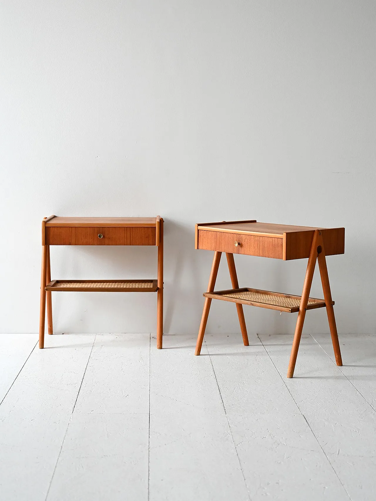 Pair of Scandinavian teak bedside tables,.60s 2