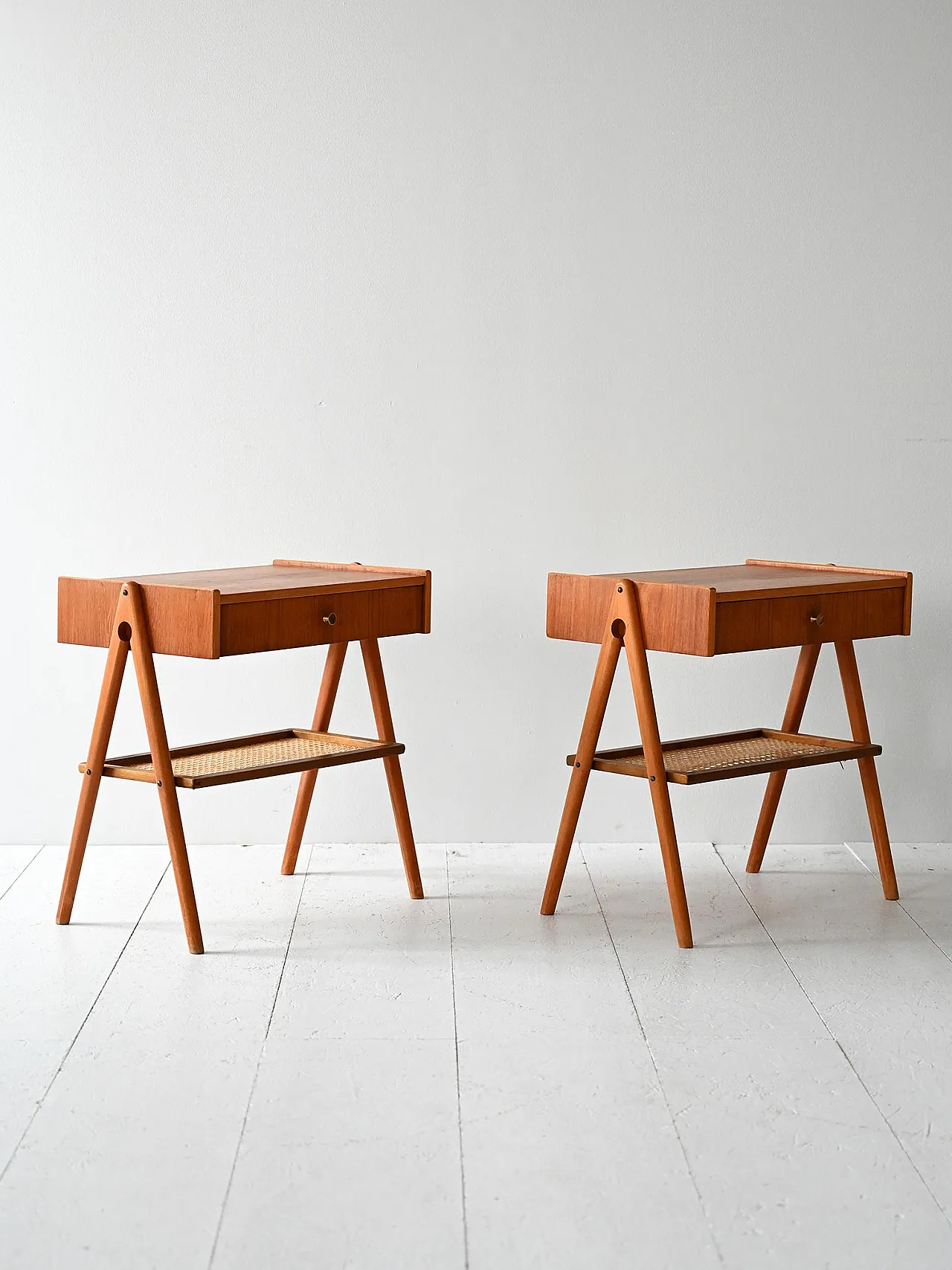 Pair of Scandinavian teak bedside tables,.60s 4