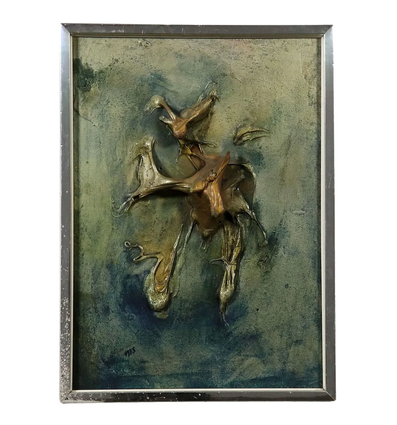 Bas-relief by Stefano Colombo, mixed media, 1970s 1