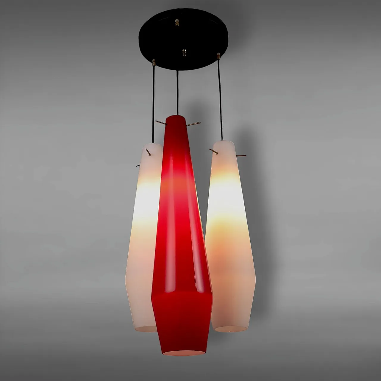 Lampada da soffitto in alluminio e vetro, anni '60 1