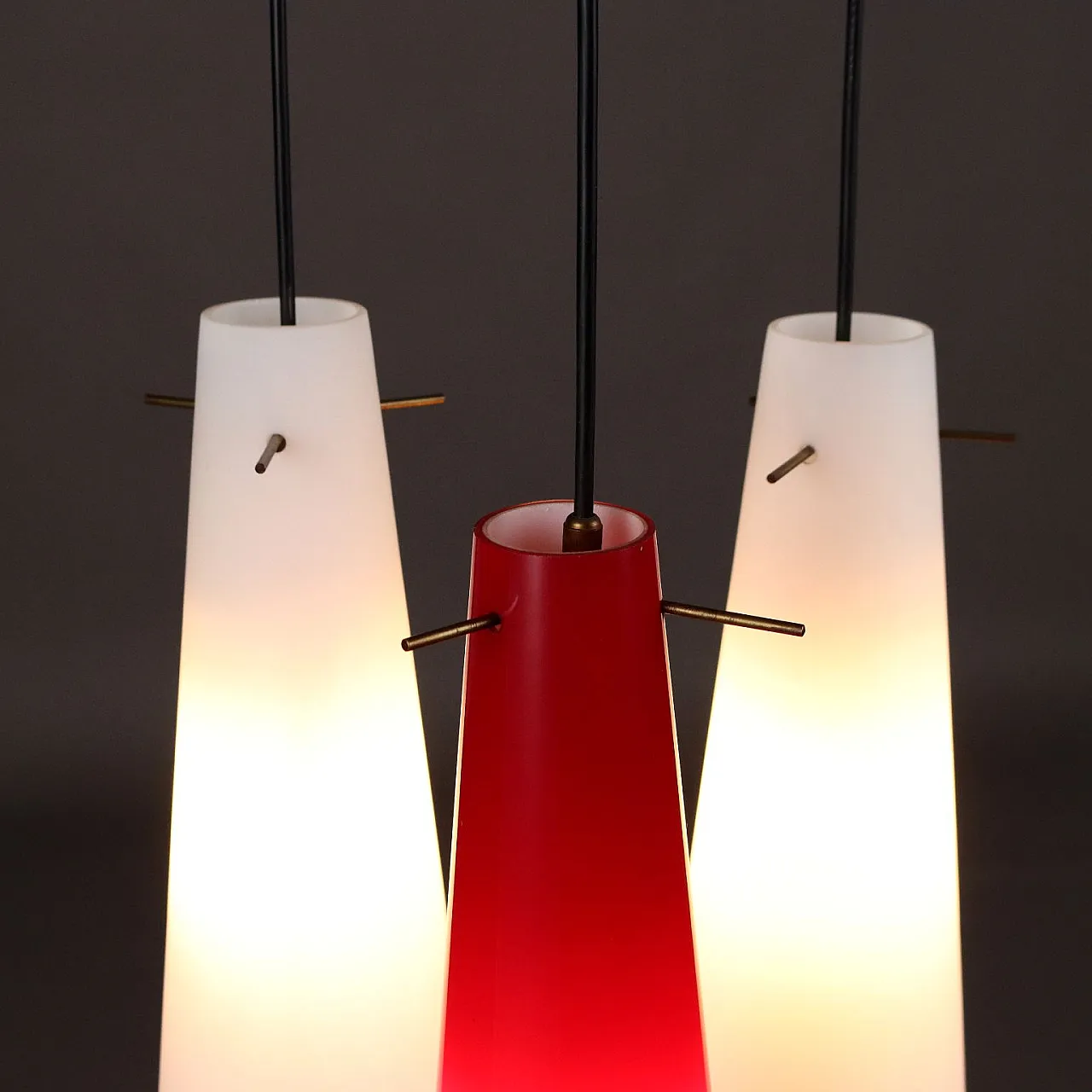 Lampada da soffitto in alluminio e vetro, anni '60 3