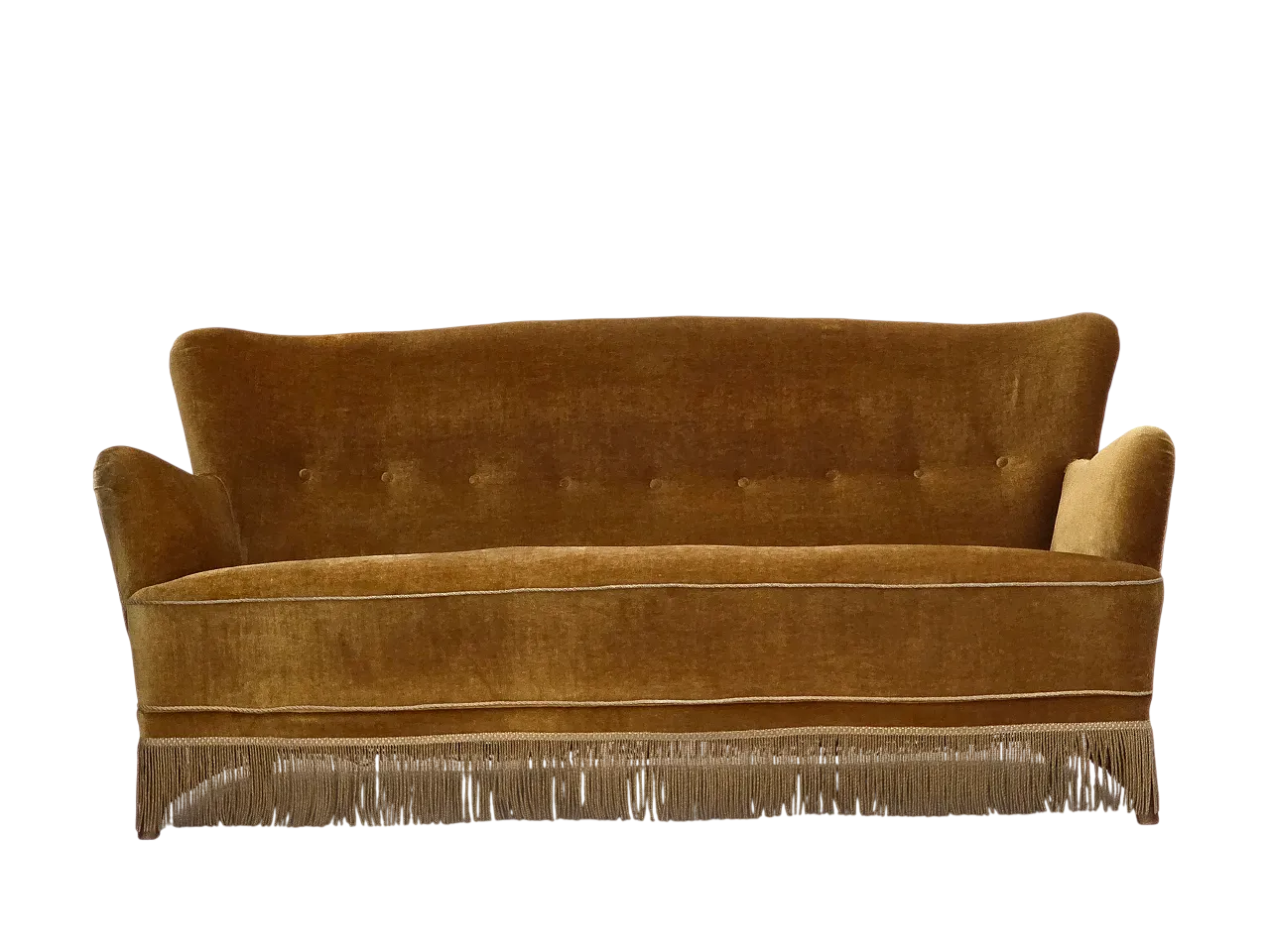 Danish 3-seater sofa, honey-yellow velour, beech wood, 1960s 21