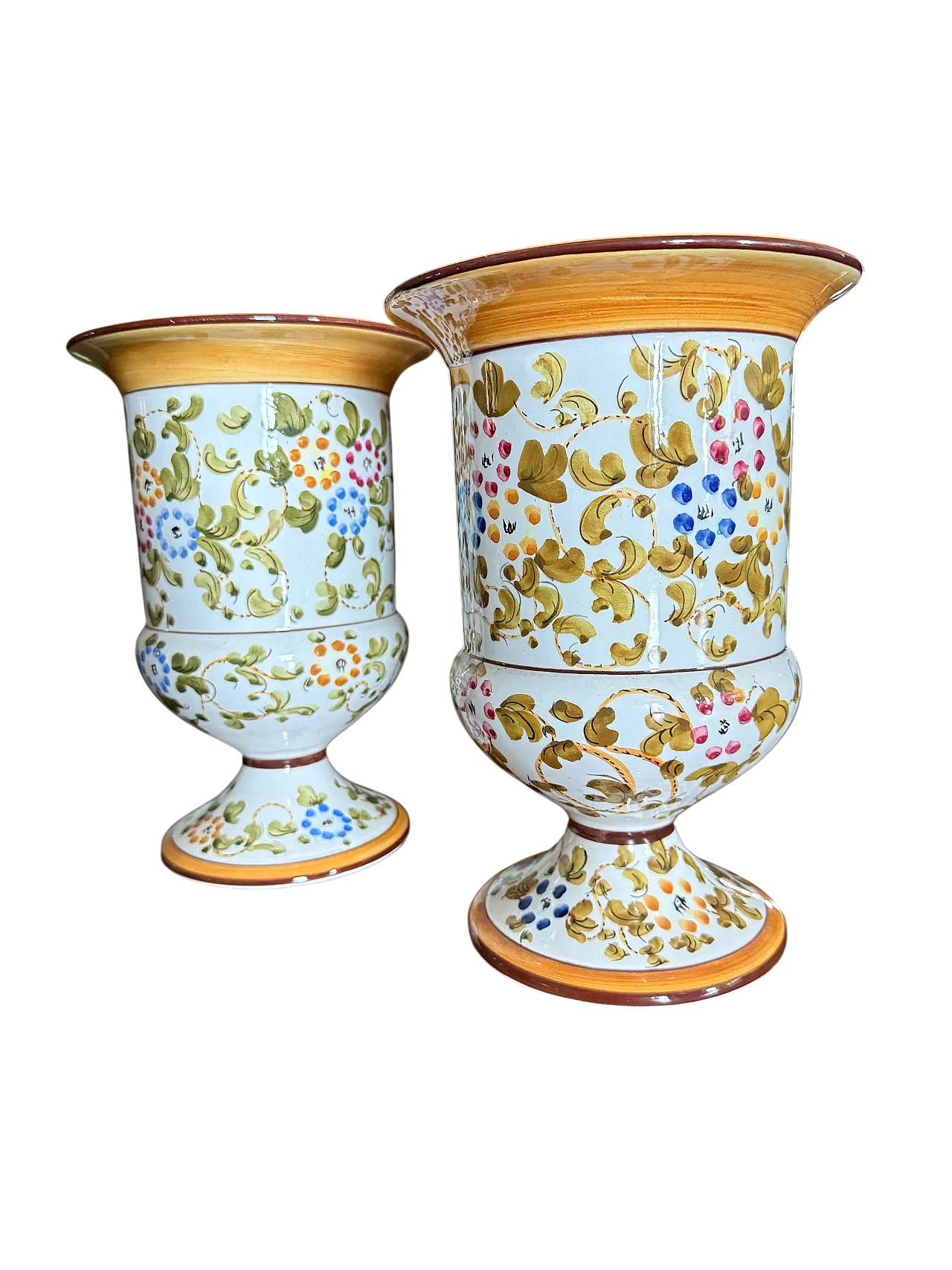 Coppia di vasi in maiolica dipinta  di Firenze MTC, metà '900 13