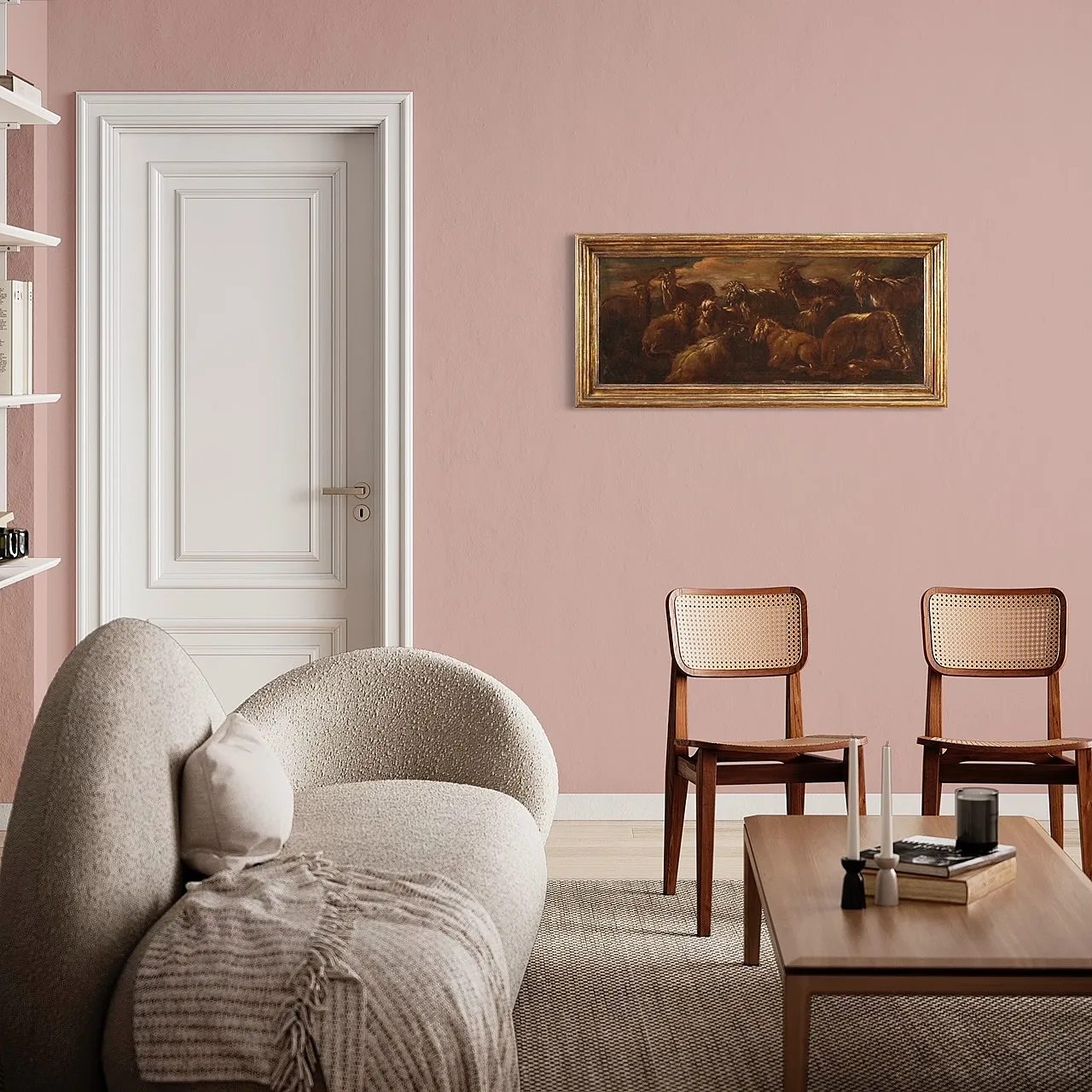 Ancient landscape painting with 17th century goats 2