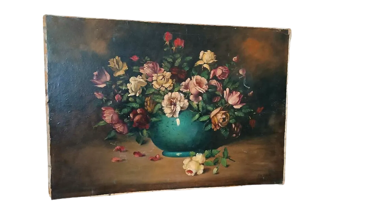 Vase with Archico flowers, oil on canvas, late 19th century 16