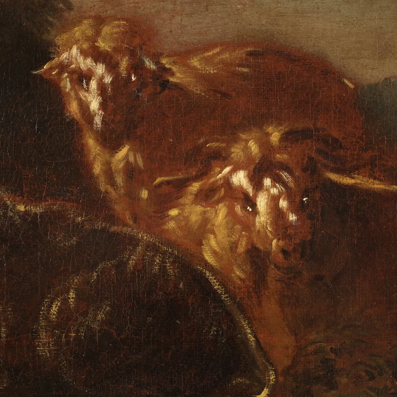 Rosa da Tivoli style,Landscape and animals, oil painting, 19th century 9