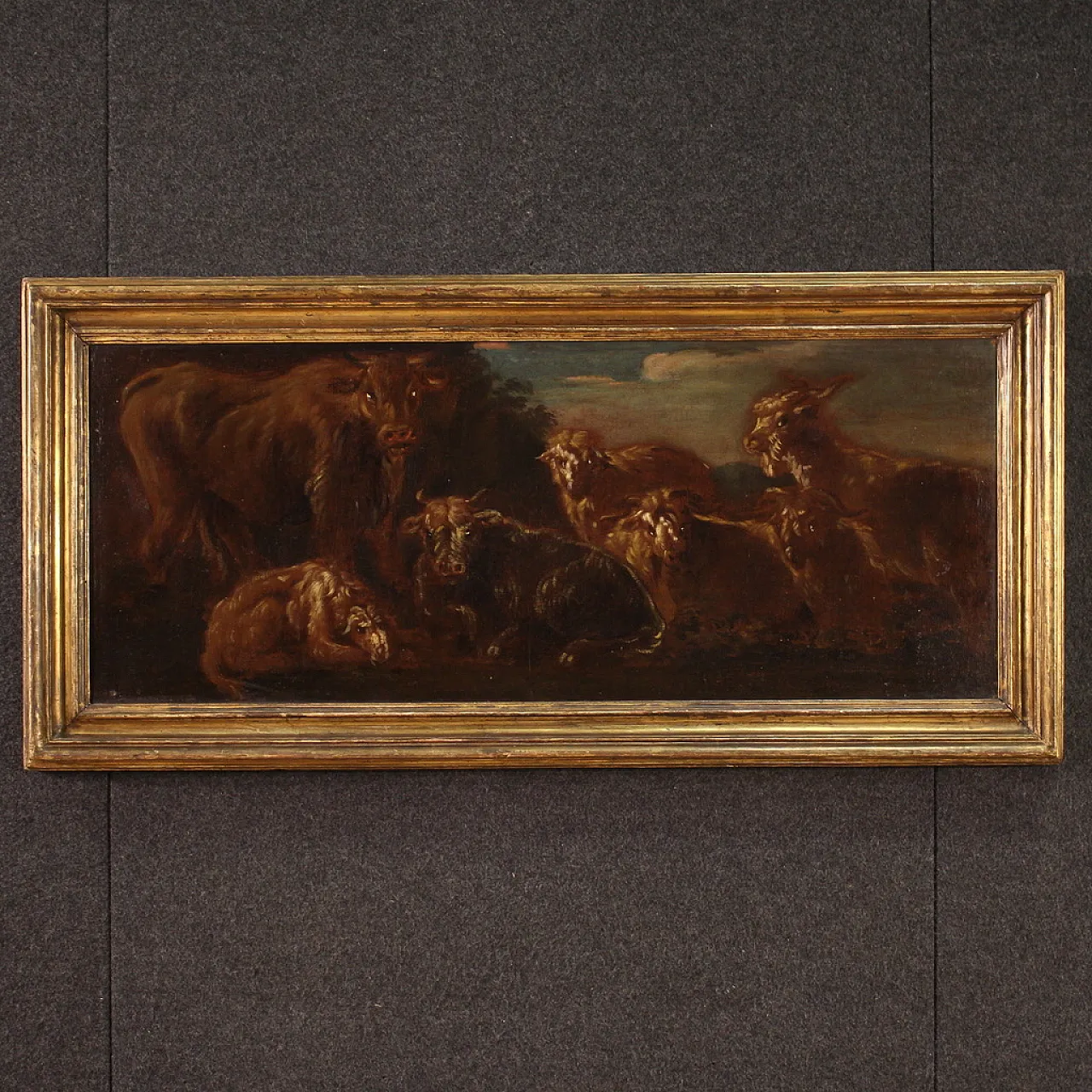 Rosa da Tivoli style,Landscape and animals, oil painting, 19th century 11
