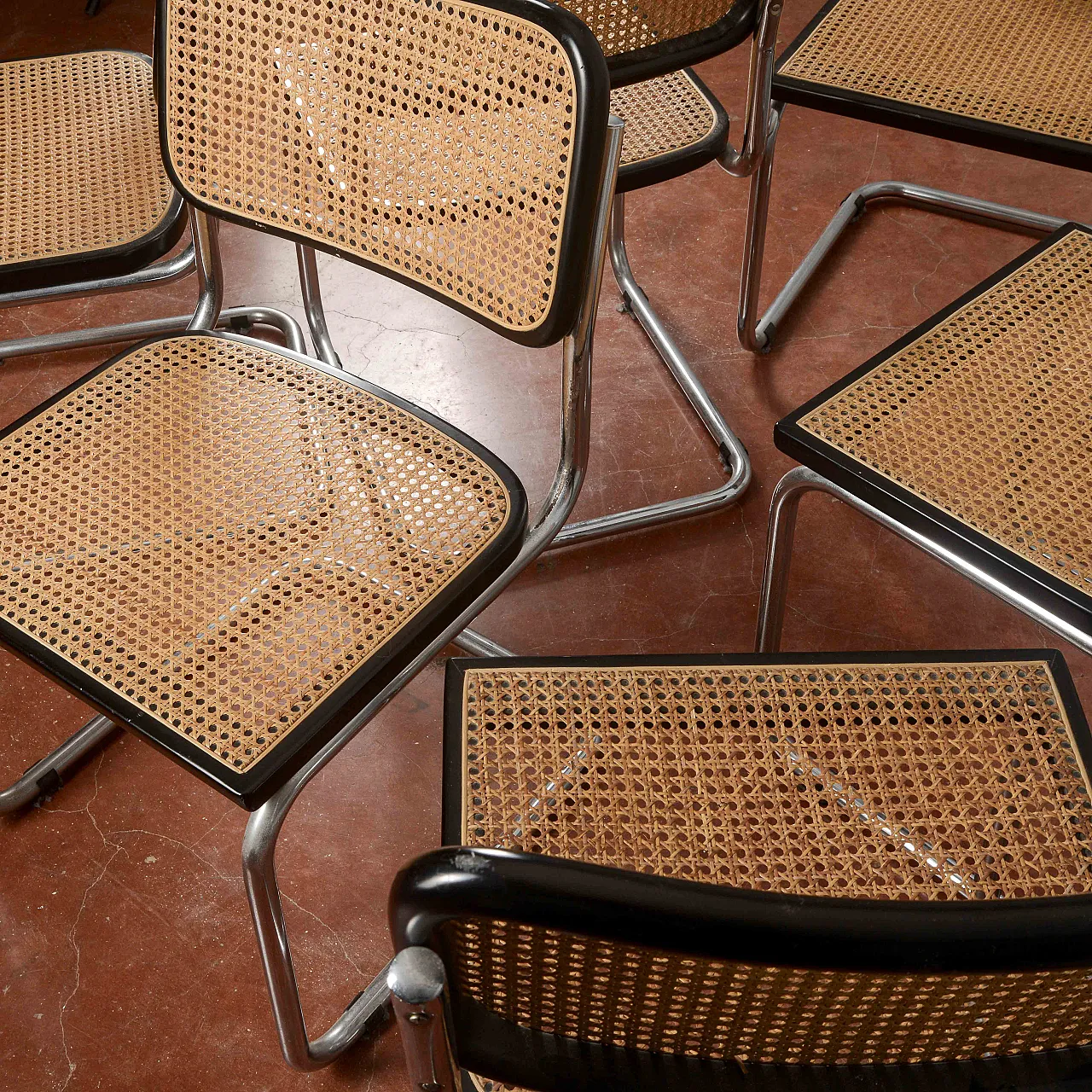 6 Sedie Cesca in metallo e paglia di Vienna, '900 15