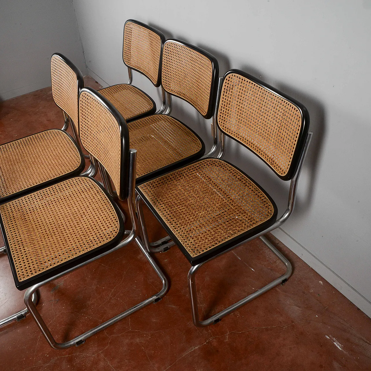 6 Sedie Cesca in metallo e paglia di Vienna, '900 30