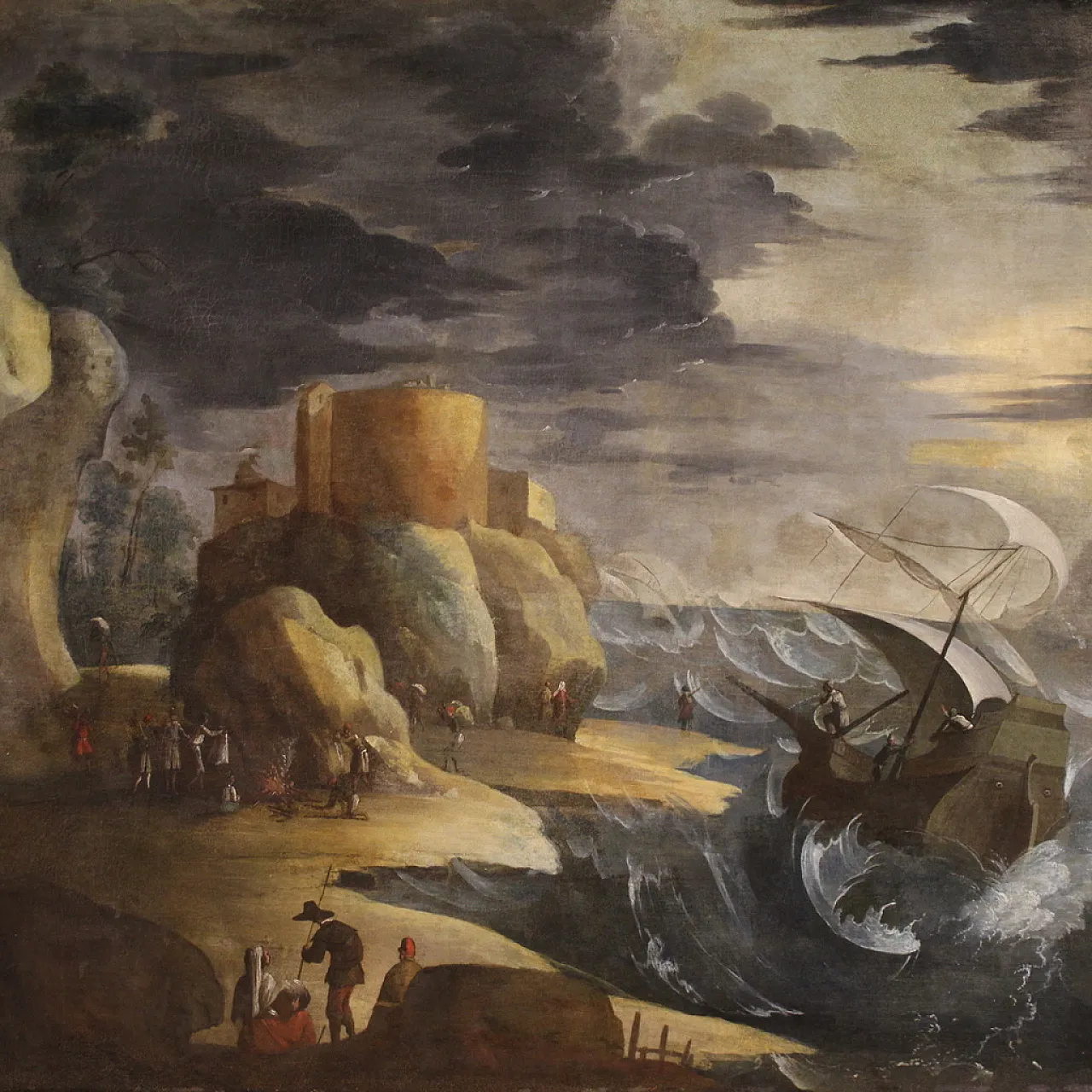 Mare in tempesta, grande dipinto ad olio su tela, metà ‘600 4