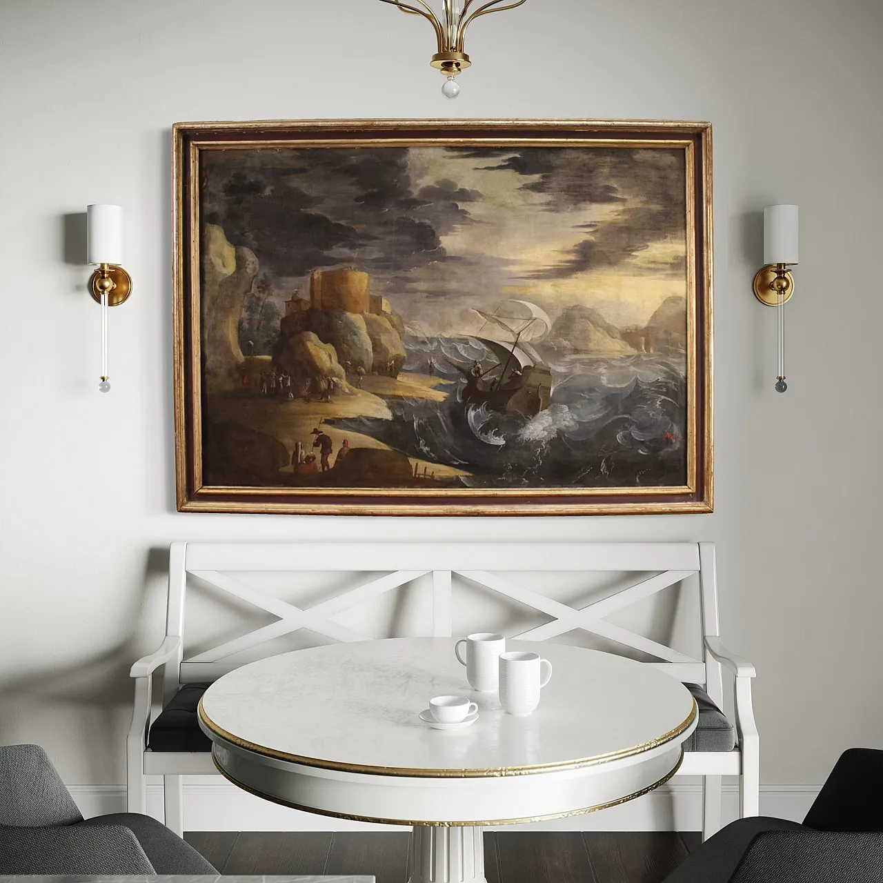 Mare in tempesta, grande dipinto ad olio su tela, metà ‘600 5