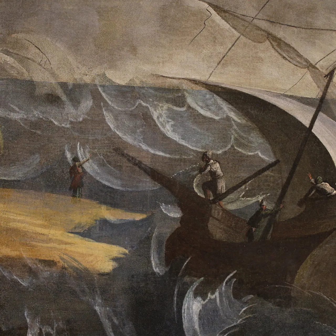 Mare in tempesta, grande dipinto ad olio su tela, metà ‘600 11