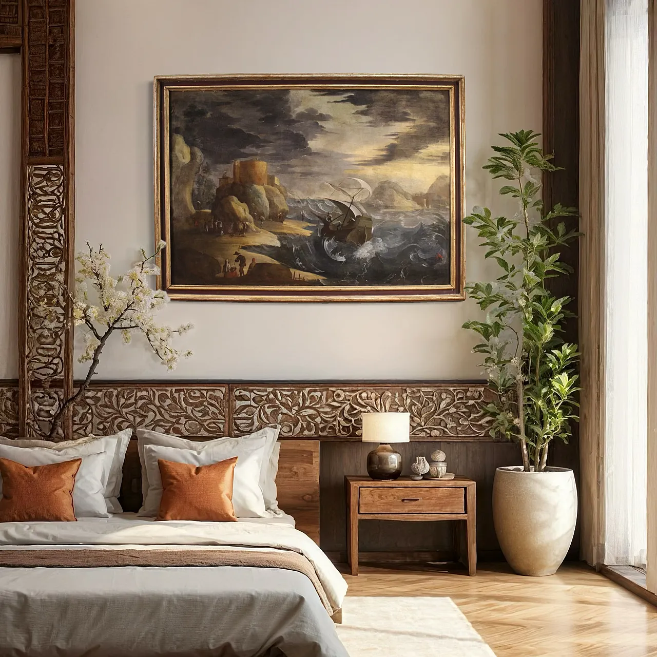 Mare in tempesta, grande dipinto ad olio su tela, metà ‘600 13