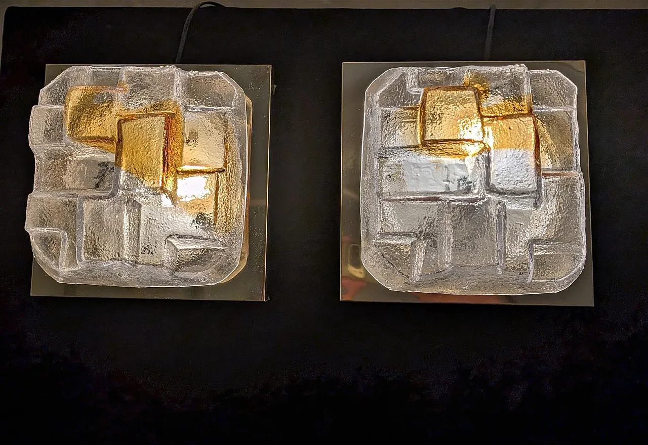 Coppia di applique in vetro di murano in stile T. Zuccheri, anni 70 8