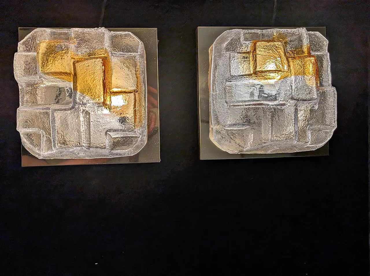 Coppia di applique in vetro di murano in stile T. Zuccheri, anni 70 12