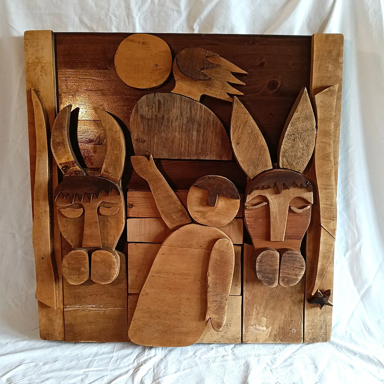 Formella in legno, rappresentazione della Nativita' anni '80 2