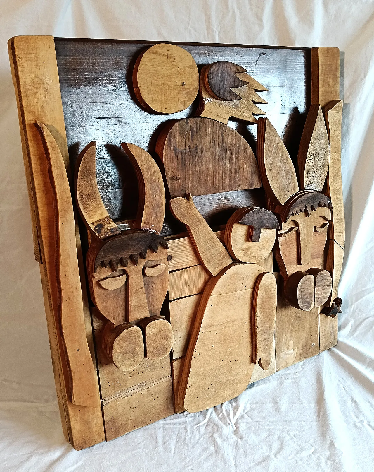 Formella in legno, rappresentazione della Nativita' anni '80 9