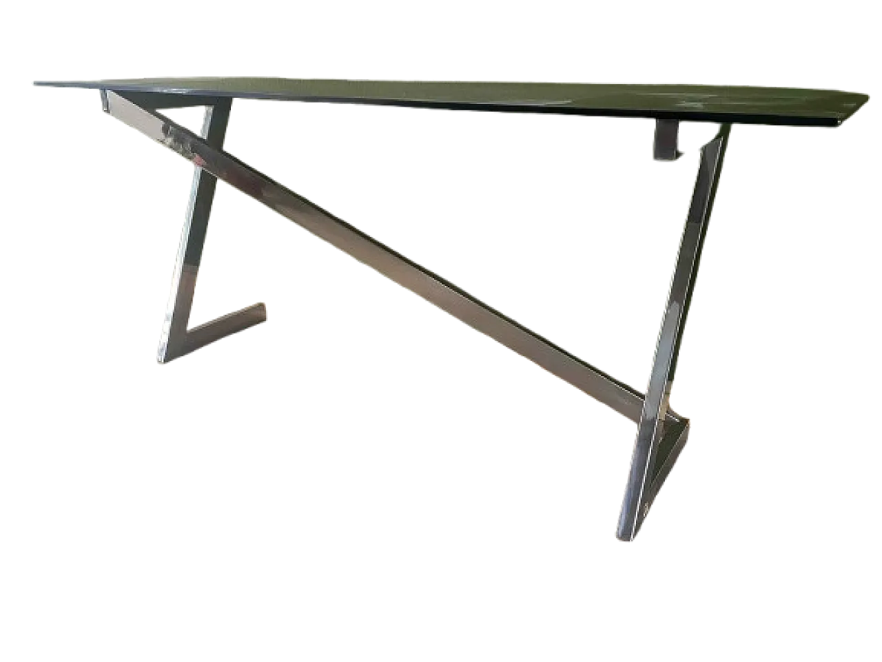 Stainless steel and glass console by Romeo Rega, 70s 1