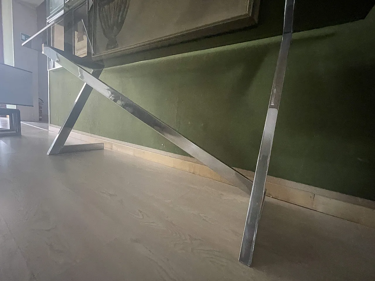 Stainless steel and glass console by Romeo Rega, 70s 5