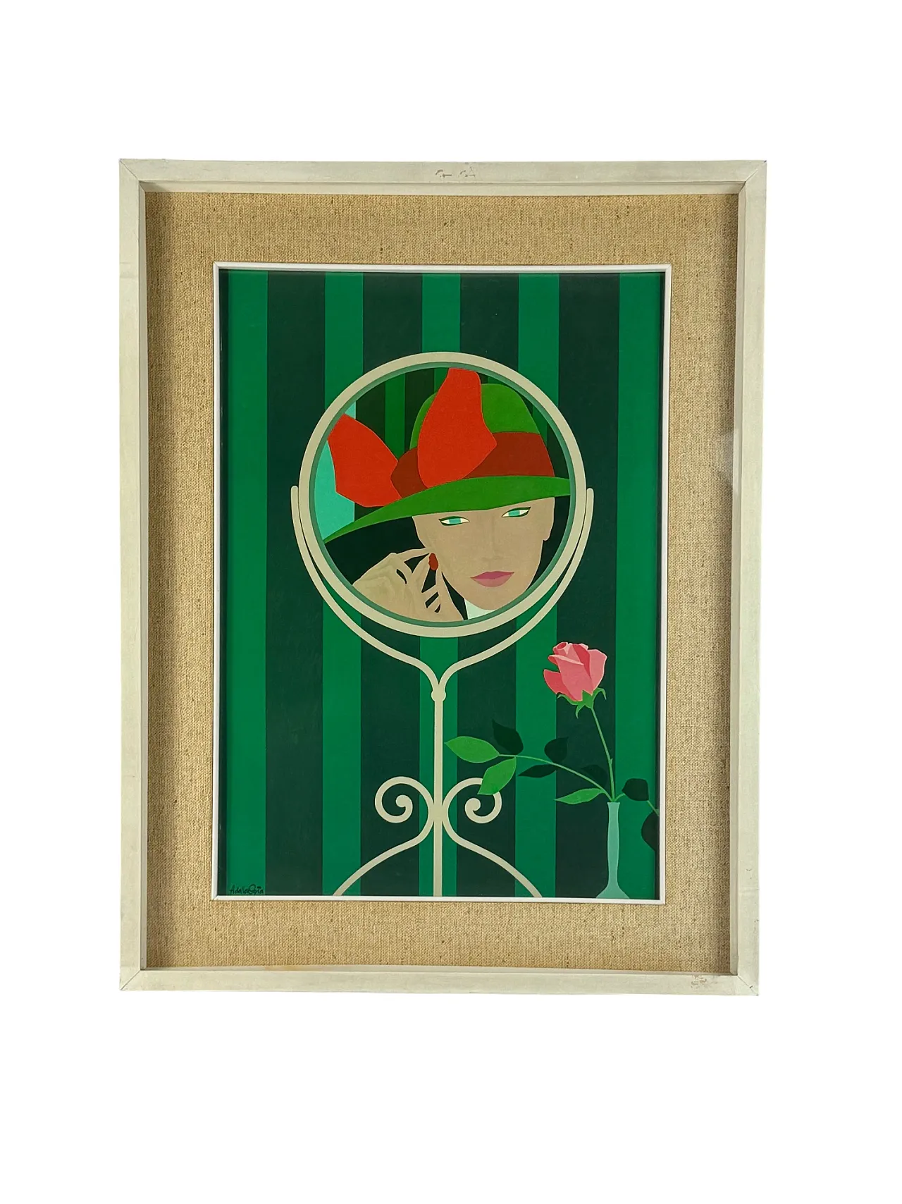 Hamlet from the coast, Original Sierigraph Framed, Milan Italy 1980s 1