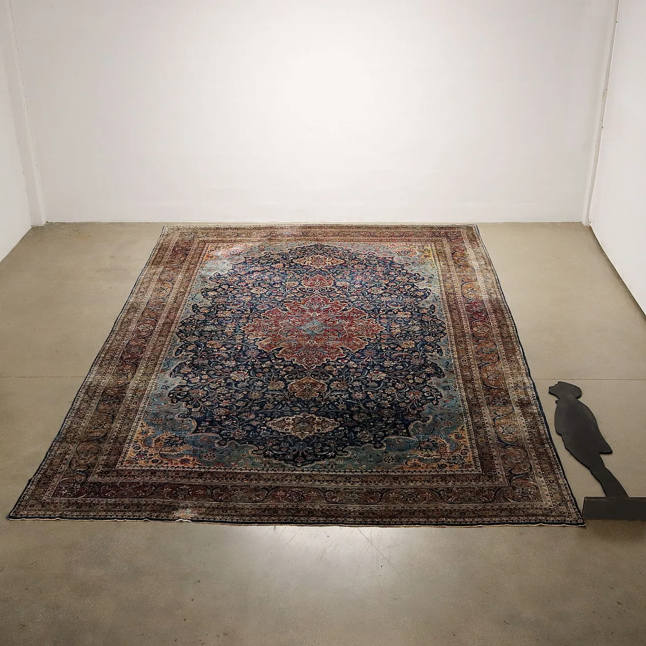 Thin knot Mashad rug in cotton and wool 2