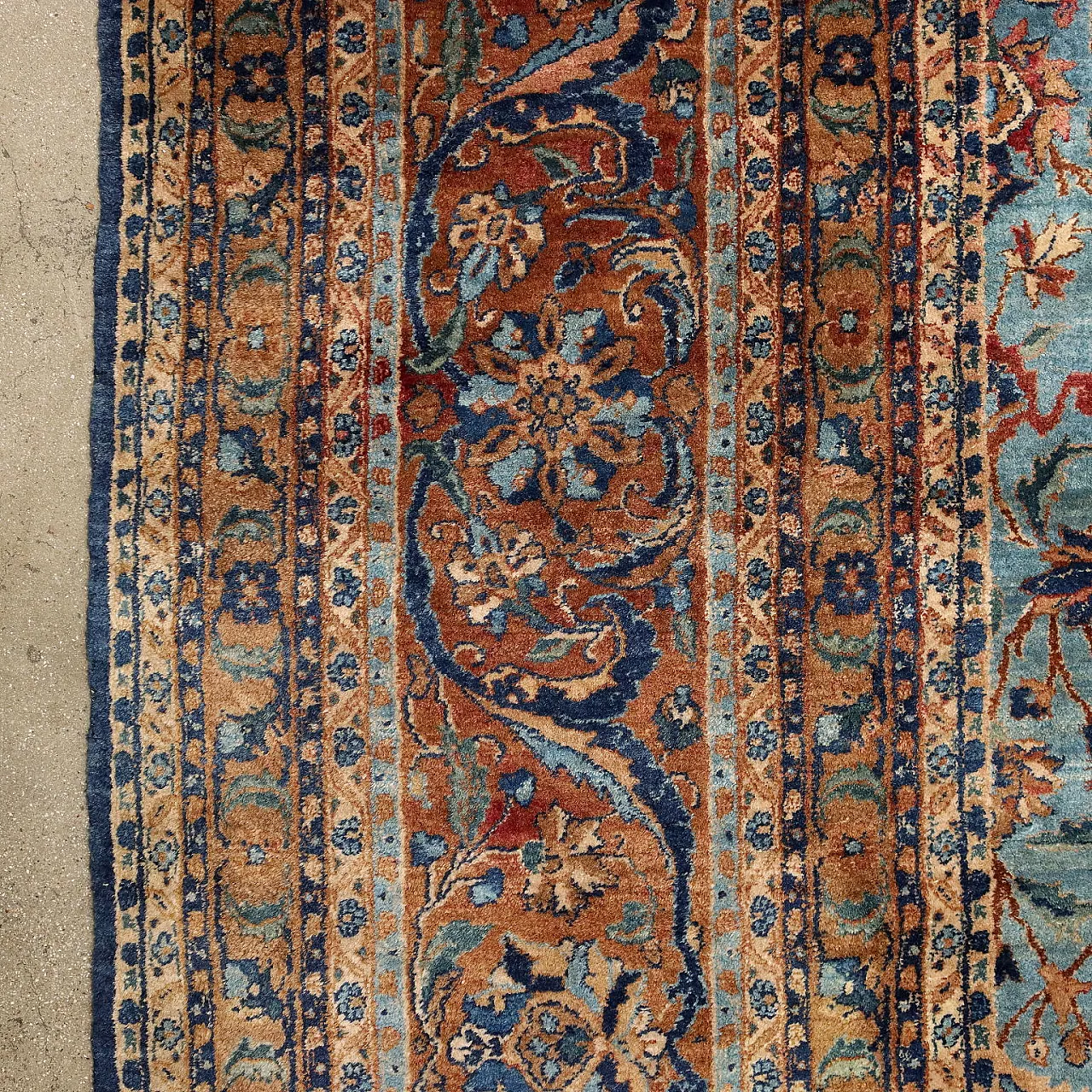 Thin knot Mashad rug in cotton and wool 8