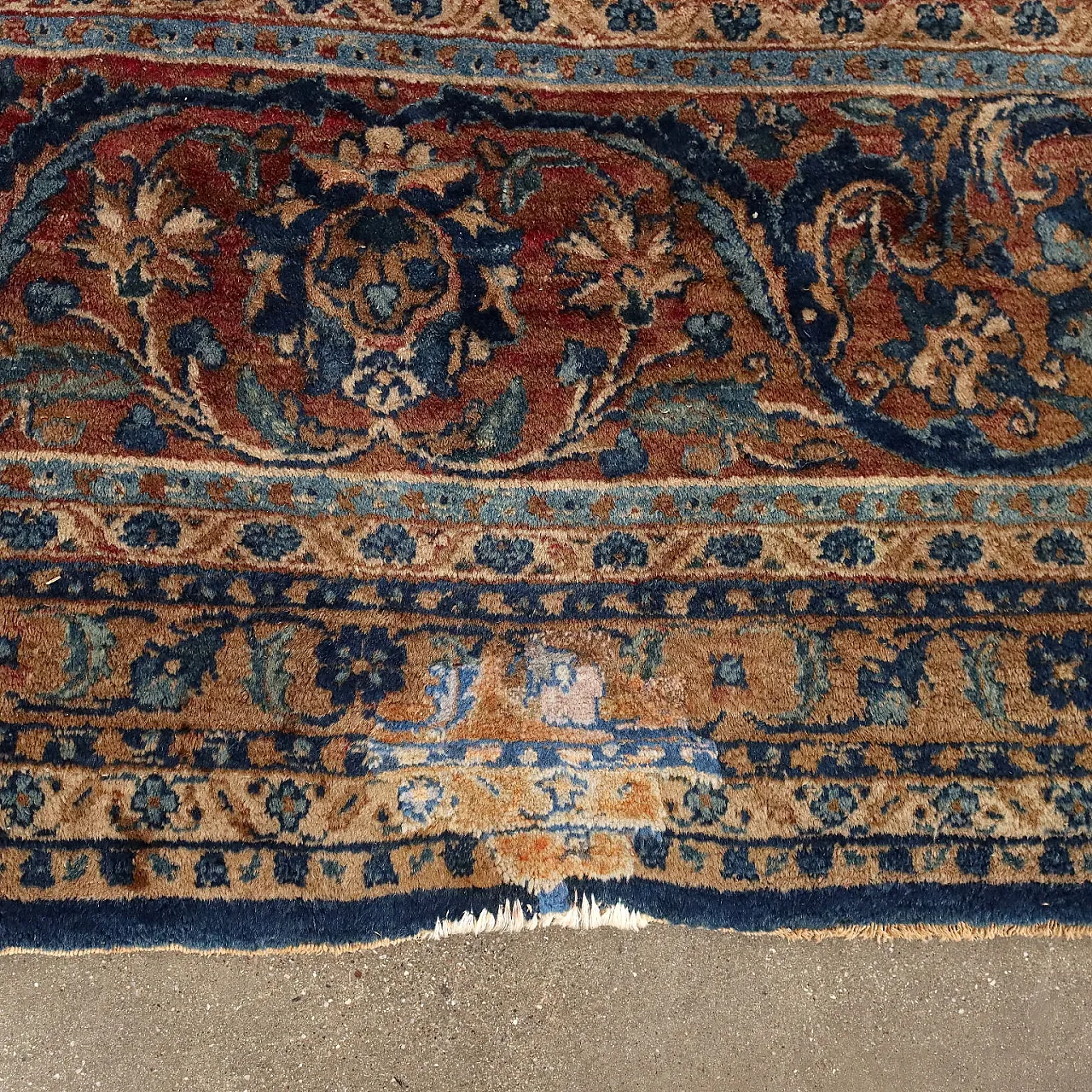 Thin knot Mashad rug in cotton and wool 9