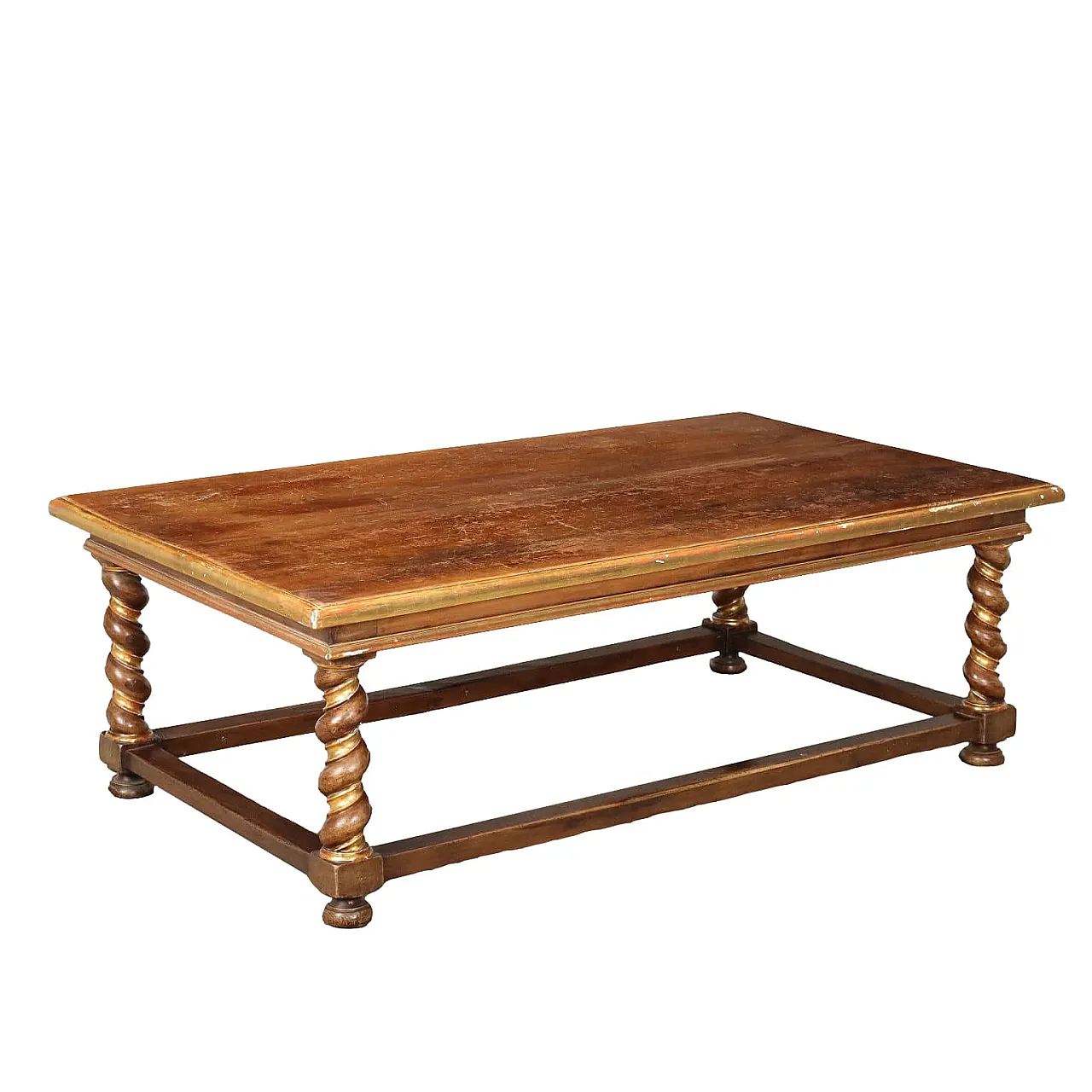 Walnut rectangular coffee table with twisted legs 1