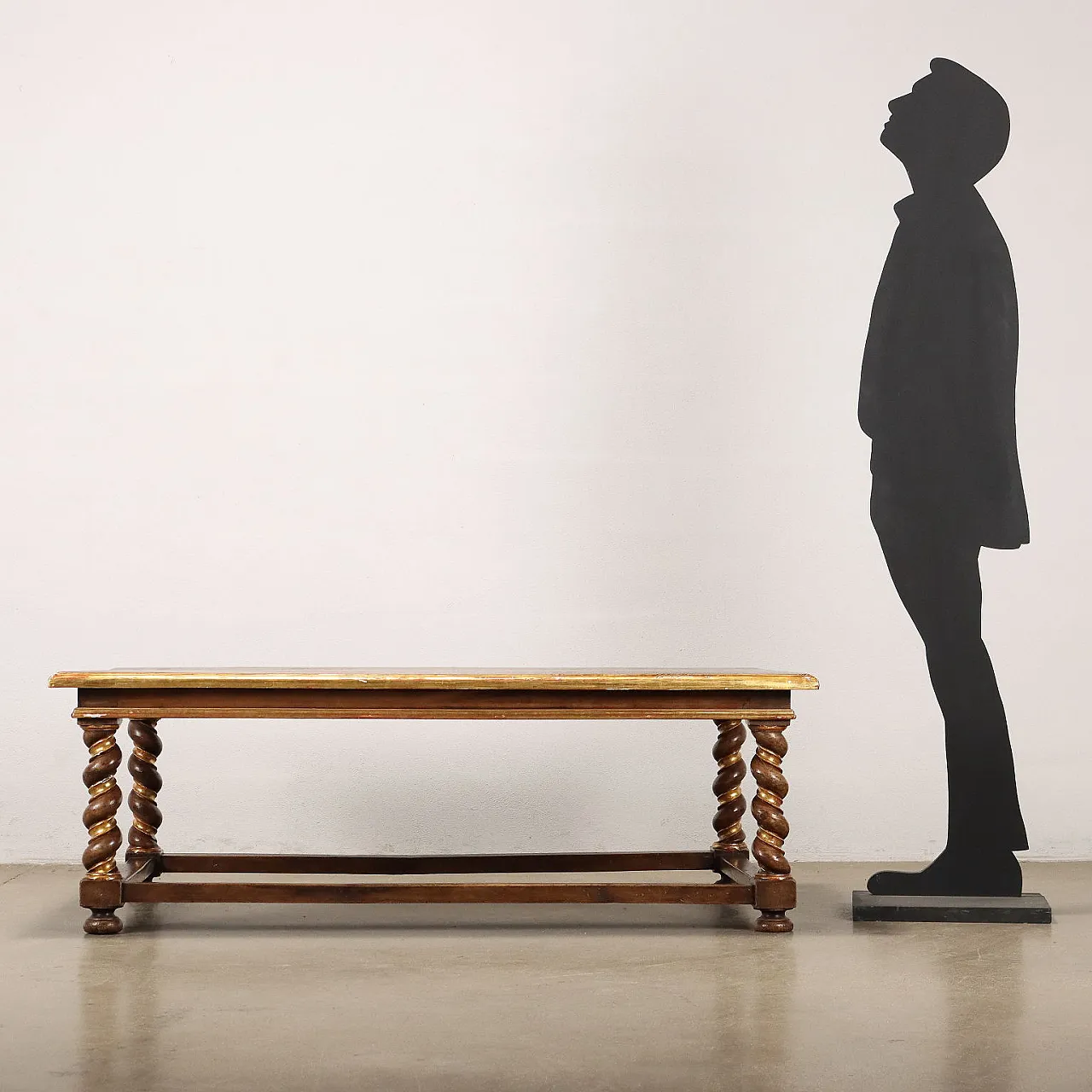 Walnut rectangular coffee table with twisted legs 2