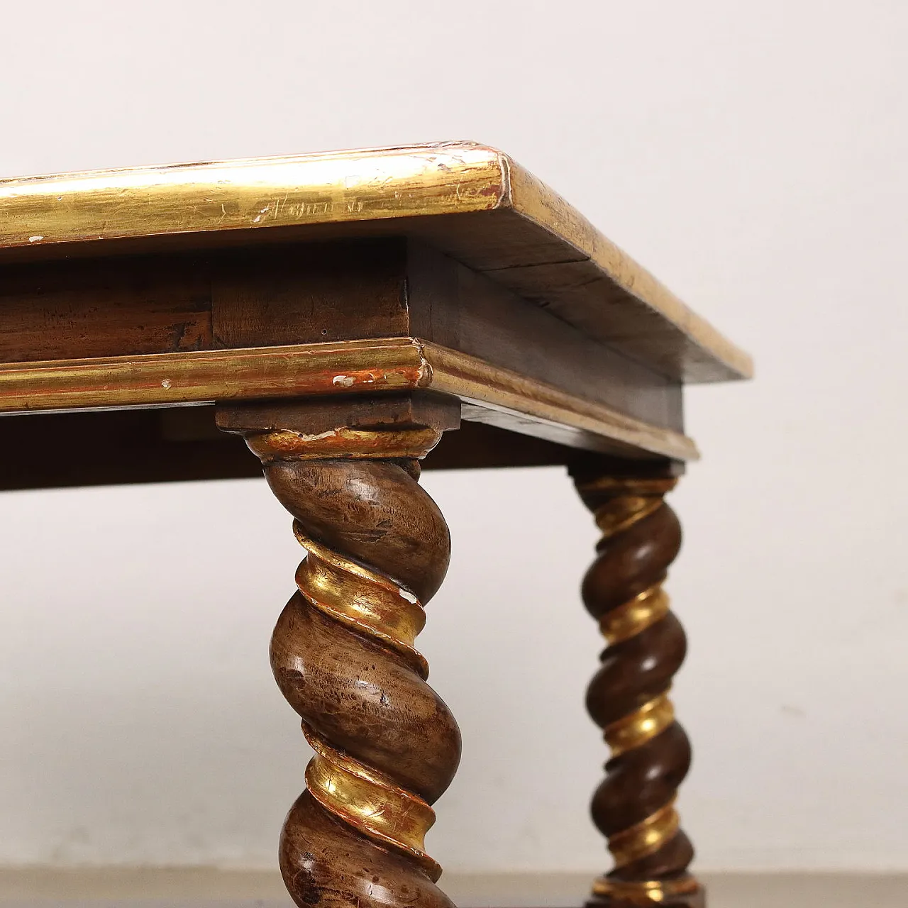 Walnut rectangular coffee table with twisted legs 3