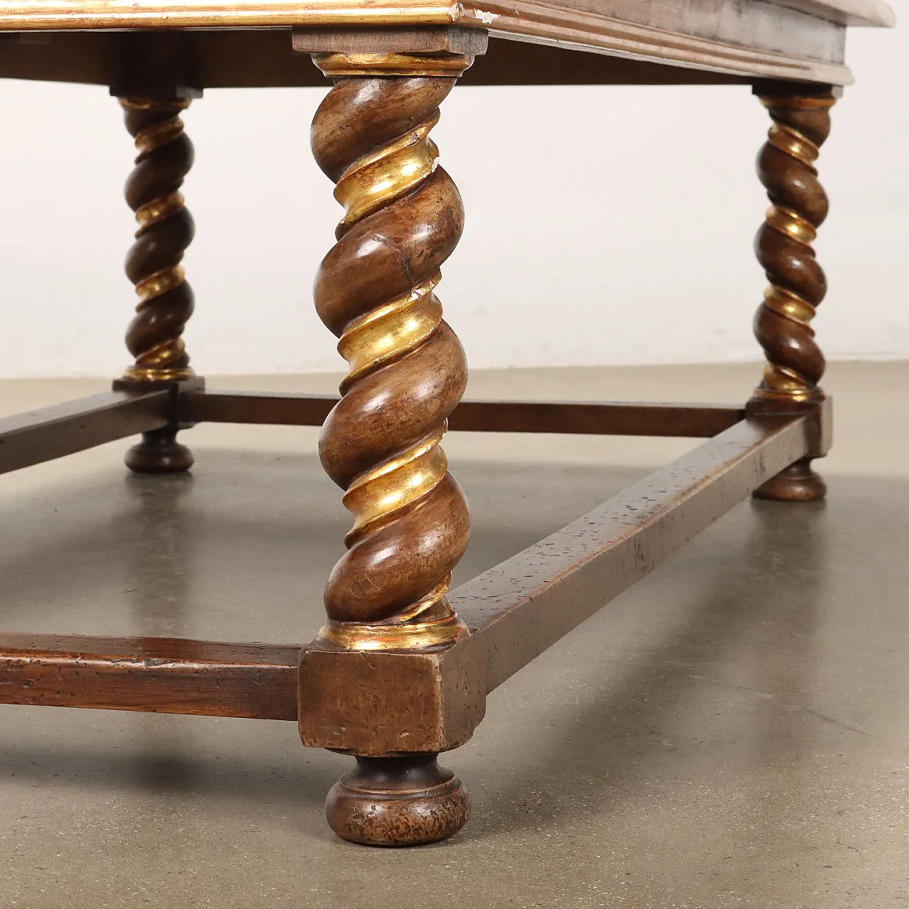 Walnut rectangular coffee table with twisted legs 4