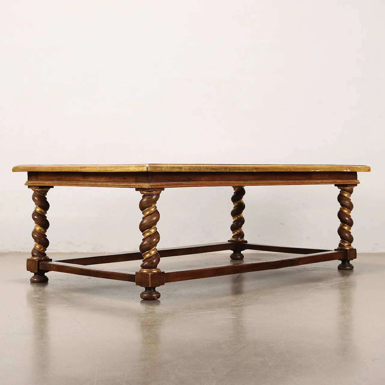 Walnut rectangular coffee table with twisted legs 8