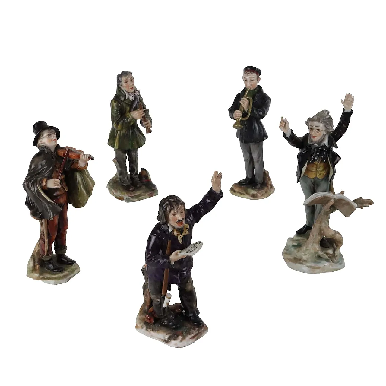 5 Orchestra player sculptures in Rudolstadt porcelain, early 20th century 1