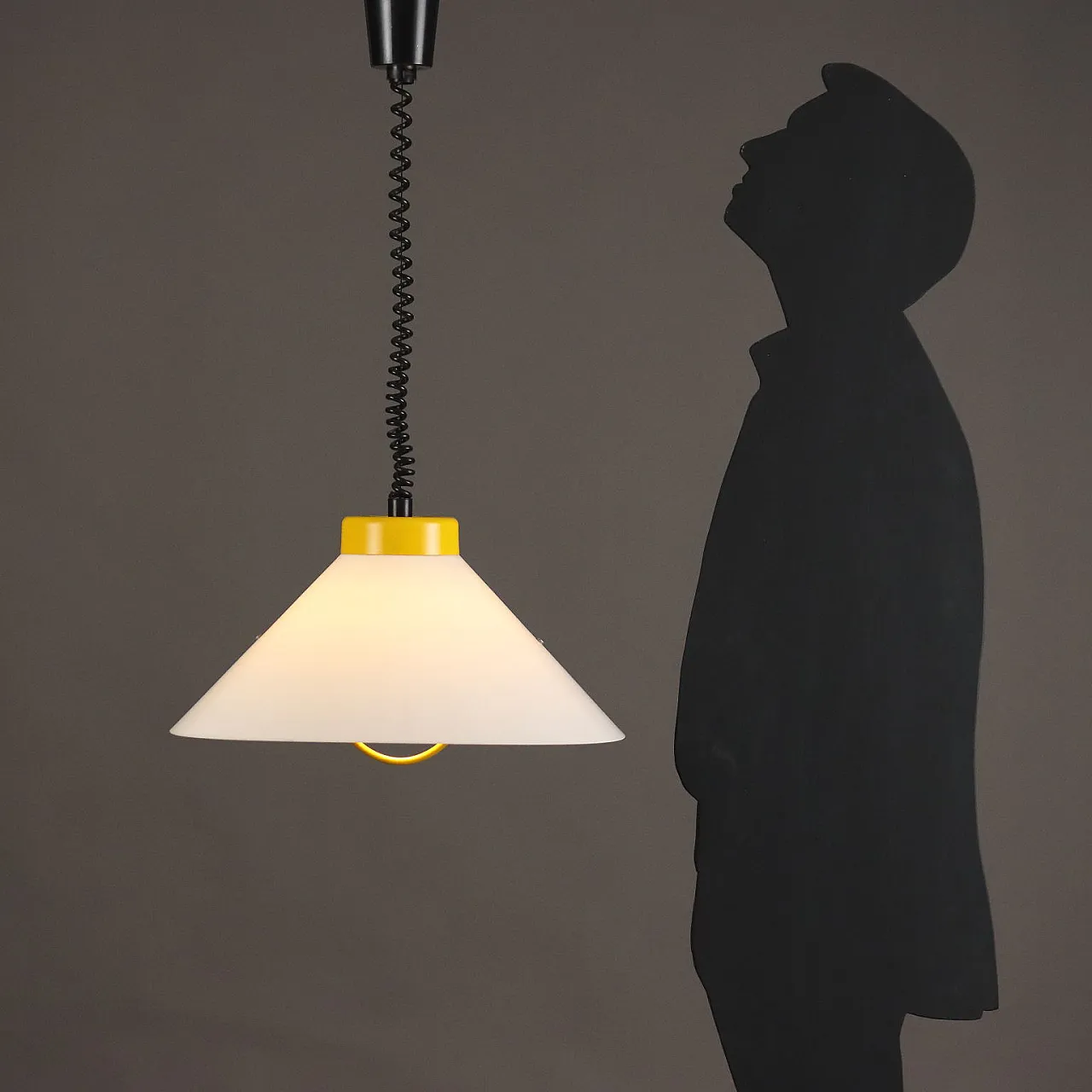 Cone extendible ceiling lamp in steel and plastic Italy, 1970s 2