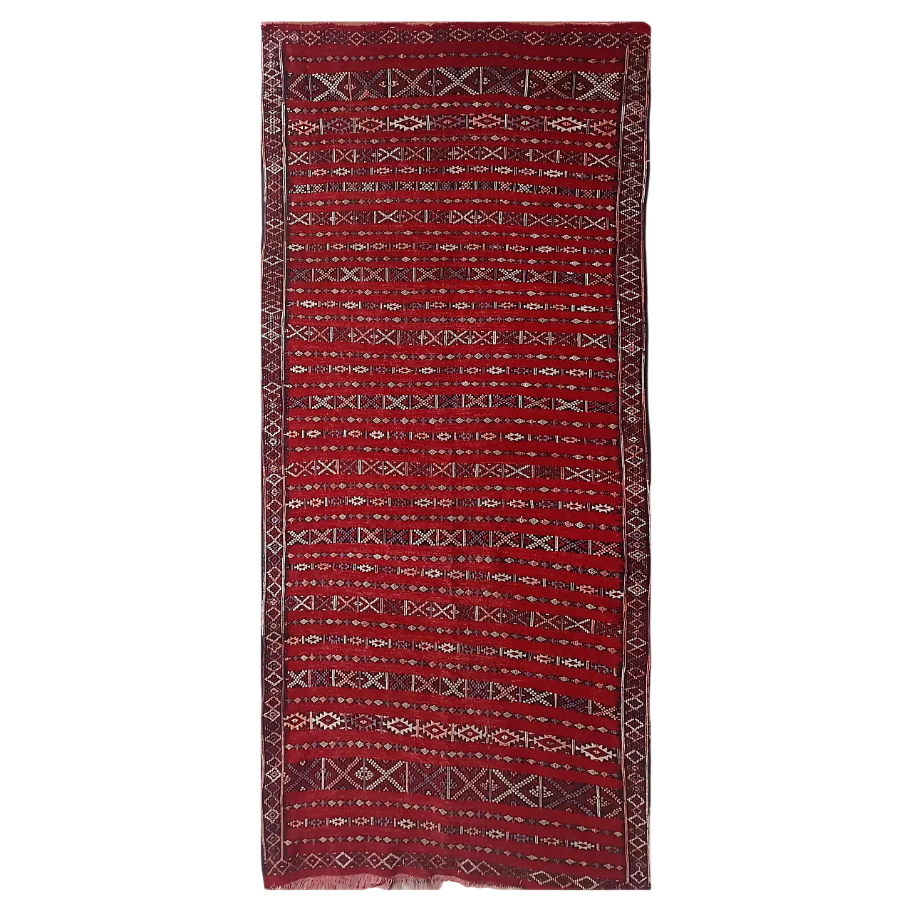 Rectangular Red Moroccan Wool Rug, 70s 14