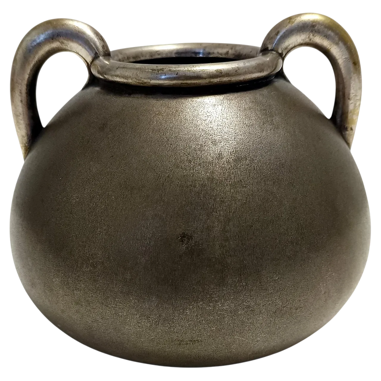 High-Quality Art Deco Burnished Silvered Brass Vase, 40s 10