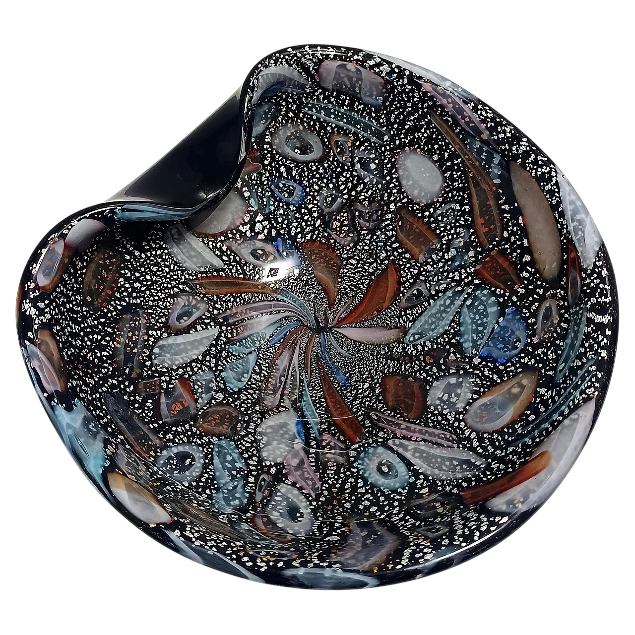 Black Murano Glass "Tutti Frutti" Ashtray, 70s 15