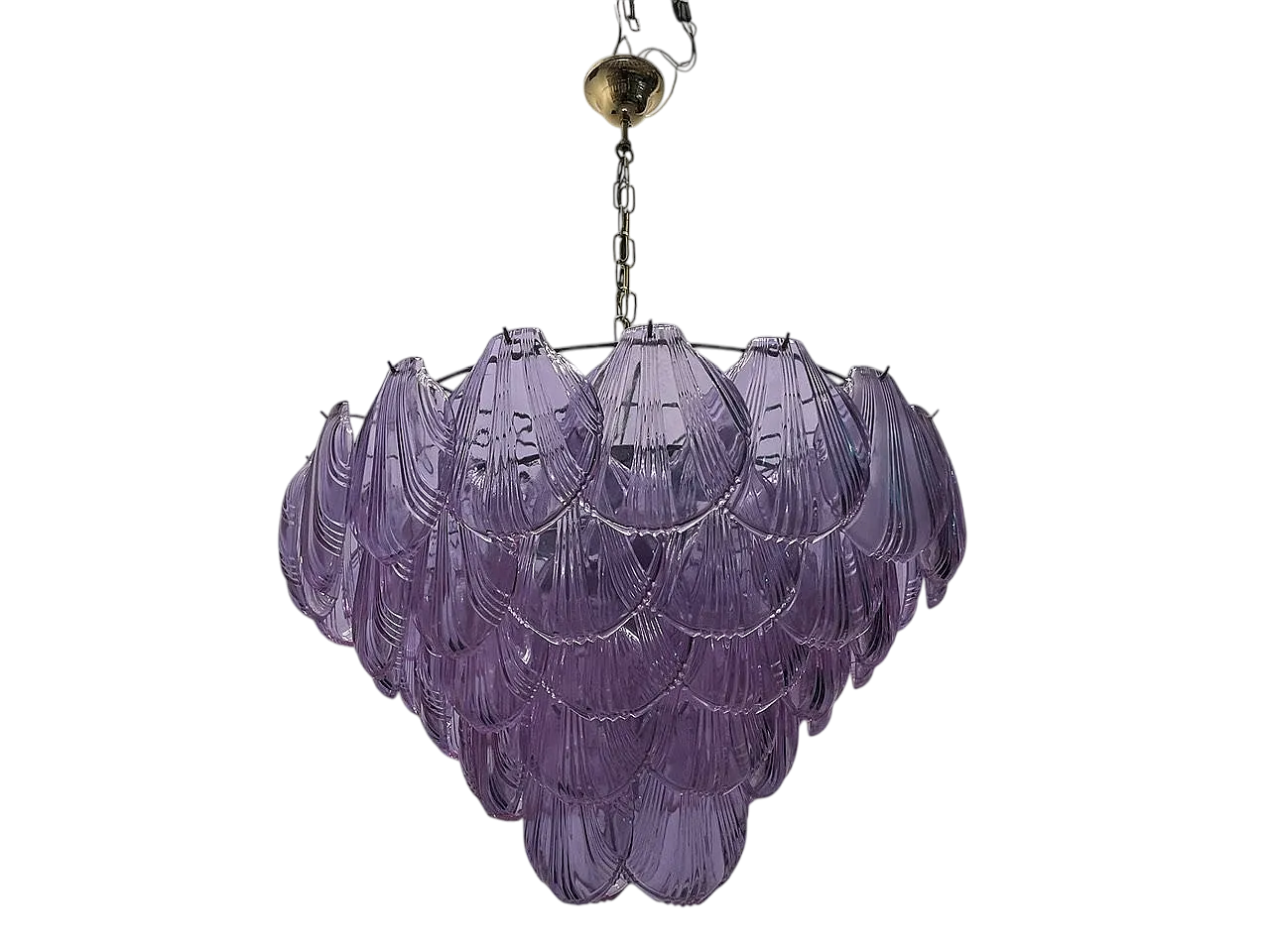 Large Lilac Shell Murano Glass Chandelier, 1970s 11