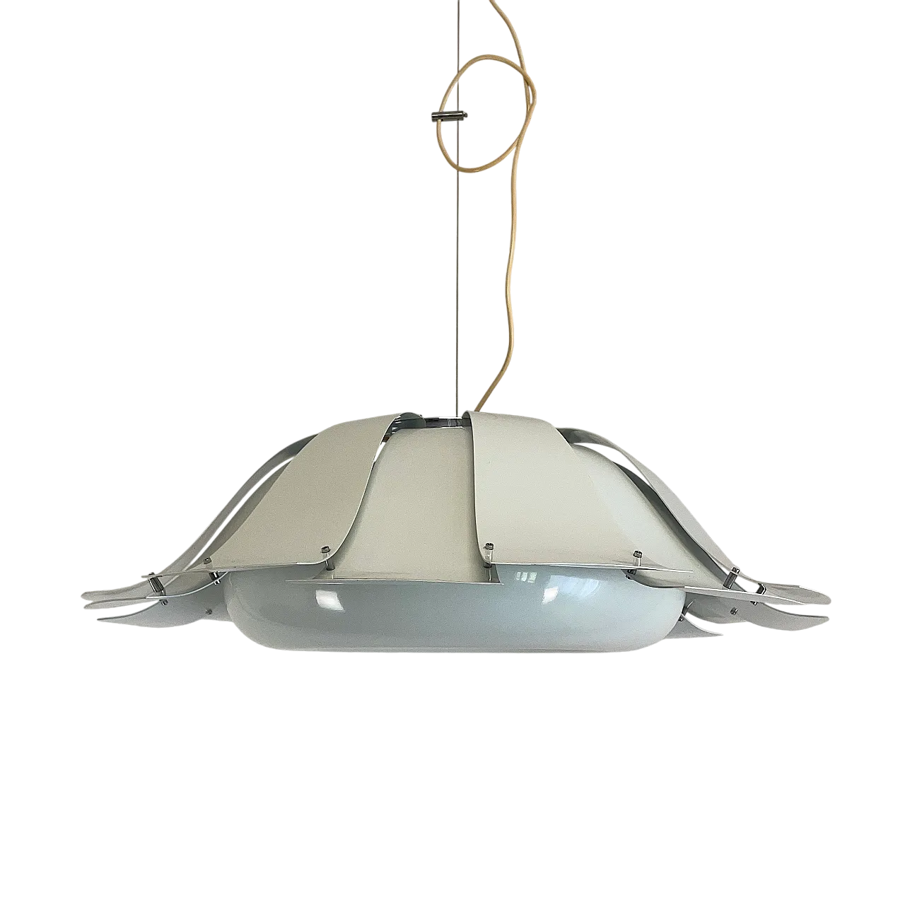 Lampada a sospensione bianca marca Tronconi, Italia anni ‘70 23
