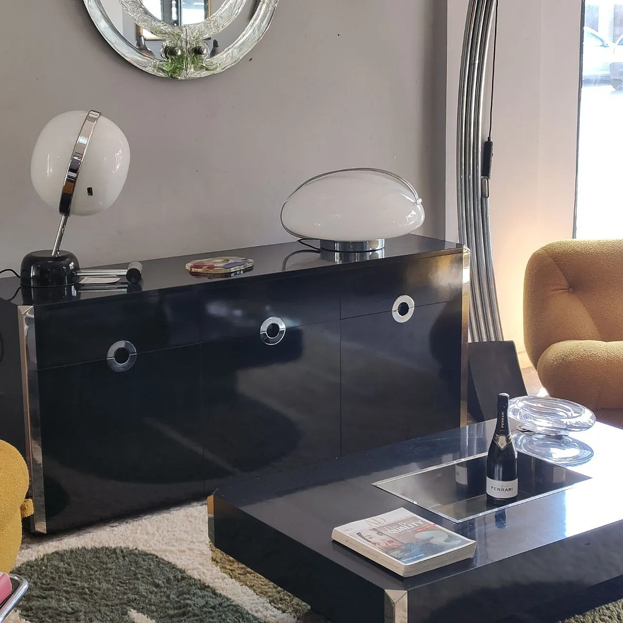 Credenza italiana di Willy Rizzo per Mario Sabot, Italia, anni 70 3