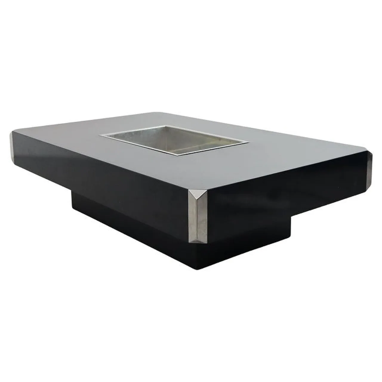 Tavolo da caffè nero e cromato by Willy Rizzo per Mario Sabot anni 70 1