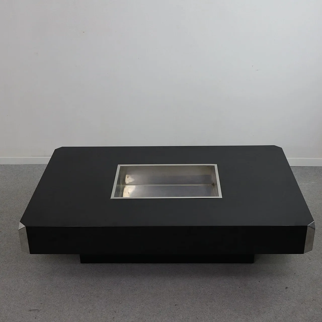 Tavolo da caffè nero e cromato by Willy Rizzo per Mario Sabot anni 70 3