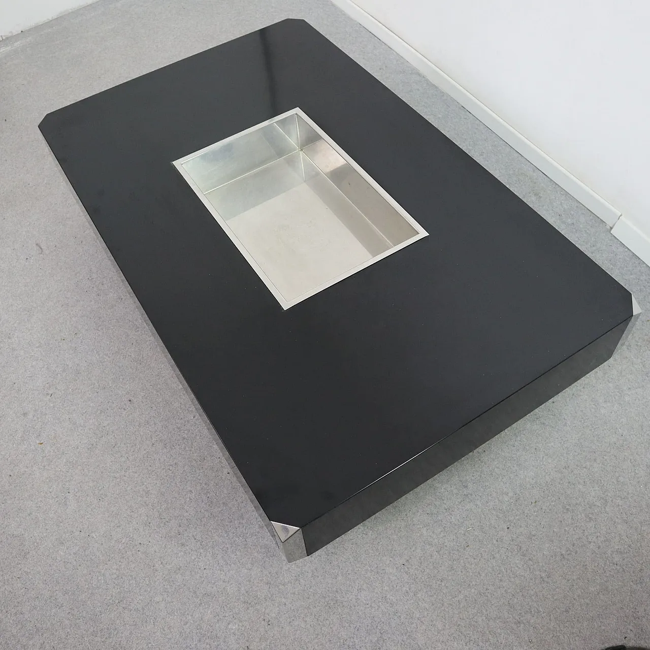 Tavolo da caffè nero e cromato by Willy Rizzo per Mario Sabot anni 70 4