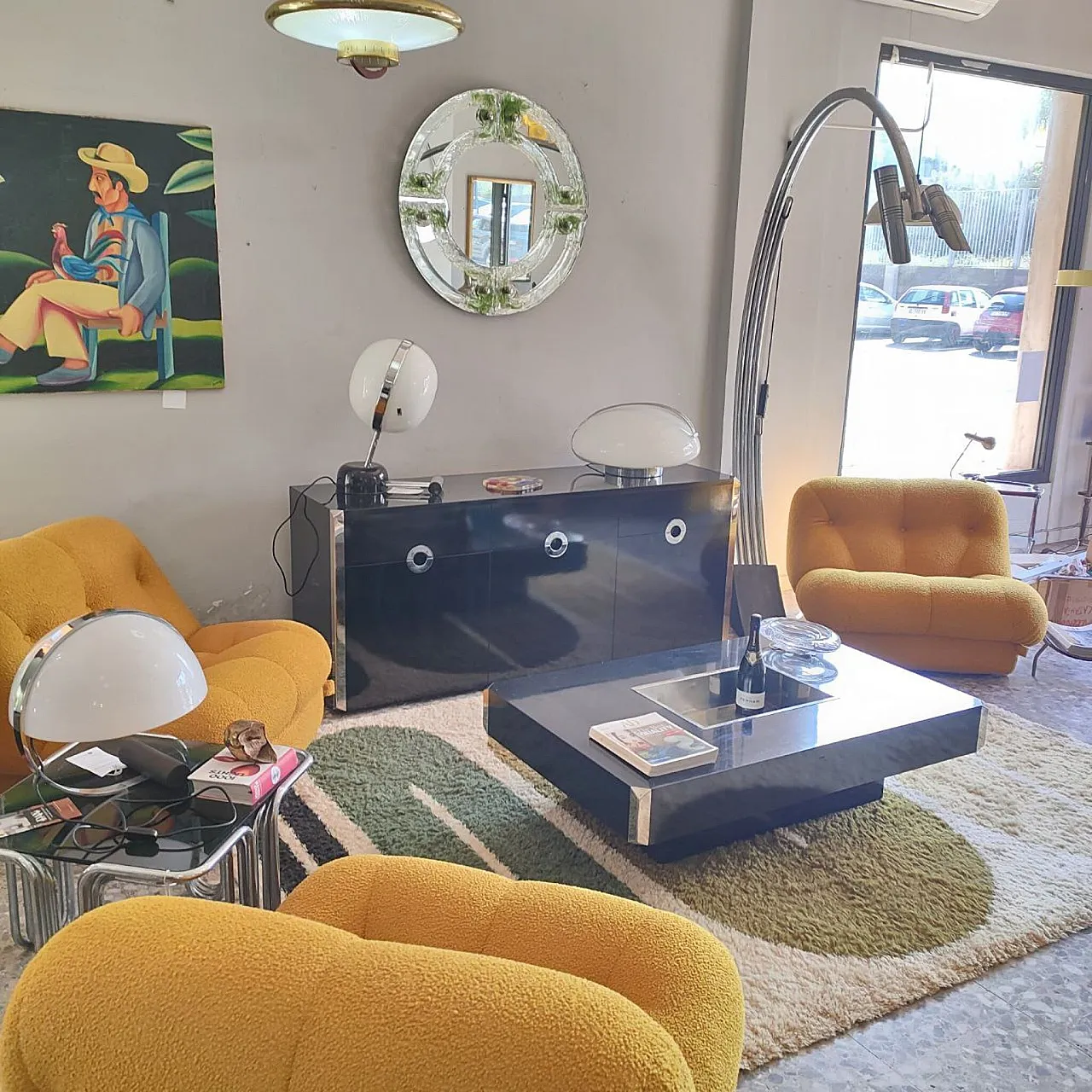 Tavolo da caffè nero e cromato by Willy Rizzo per Mario Sabot anni 70 9