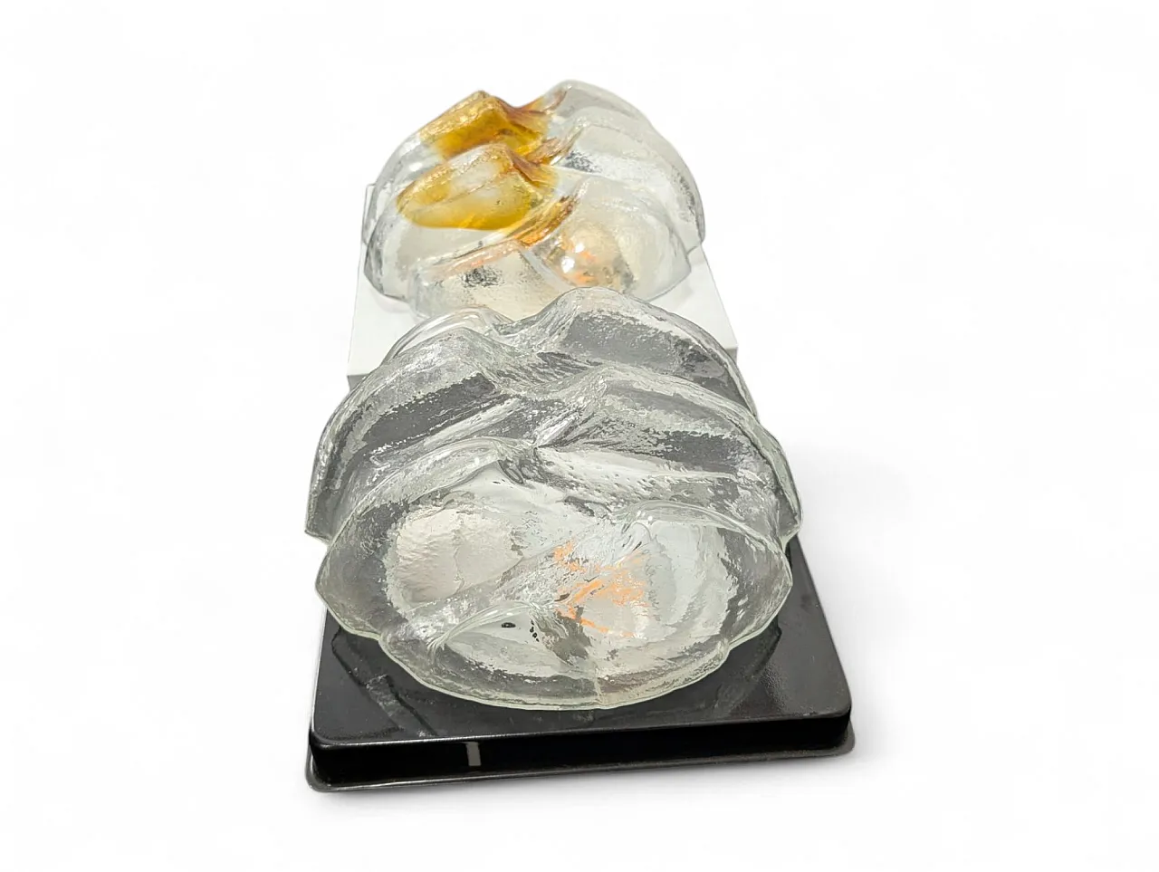 Coppia di applique in vetro di murano trasparente e ambra anni 70 3