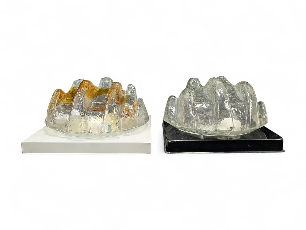 Coppia di applique in vetro di murano trasparente e ambra anni 70 5